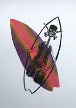 Load image into Gallery viewer, Beach Goth Fine Art Linocut Print
