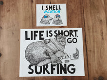 Load image into Gallery viewer, Studio Pair - Go Surfing (A3) + I Smell Vacation (A5) Fine Art Print Bundle
