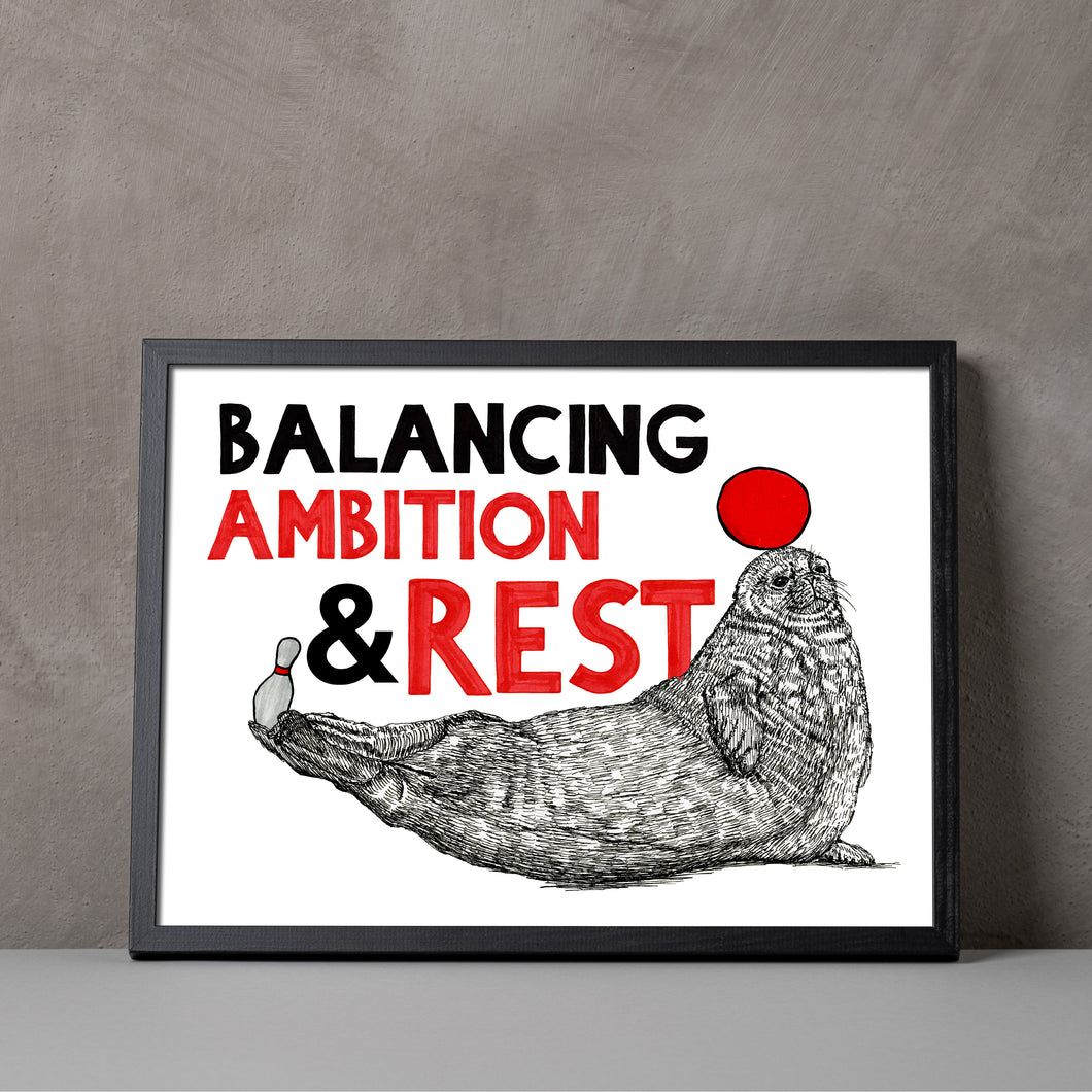 Balancing Ambition & Rest A5-A3 Fine Art Print SEAL Illustration