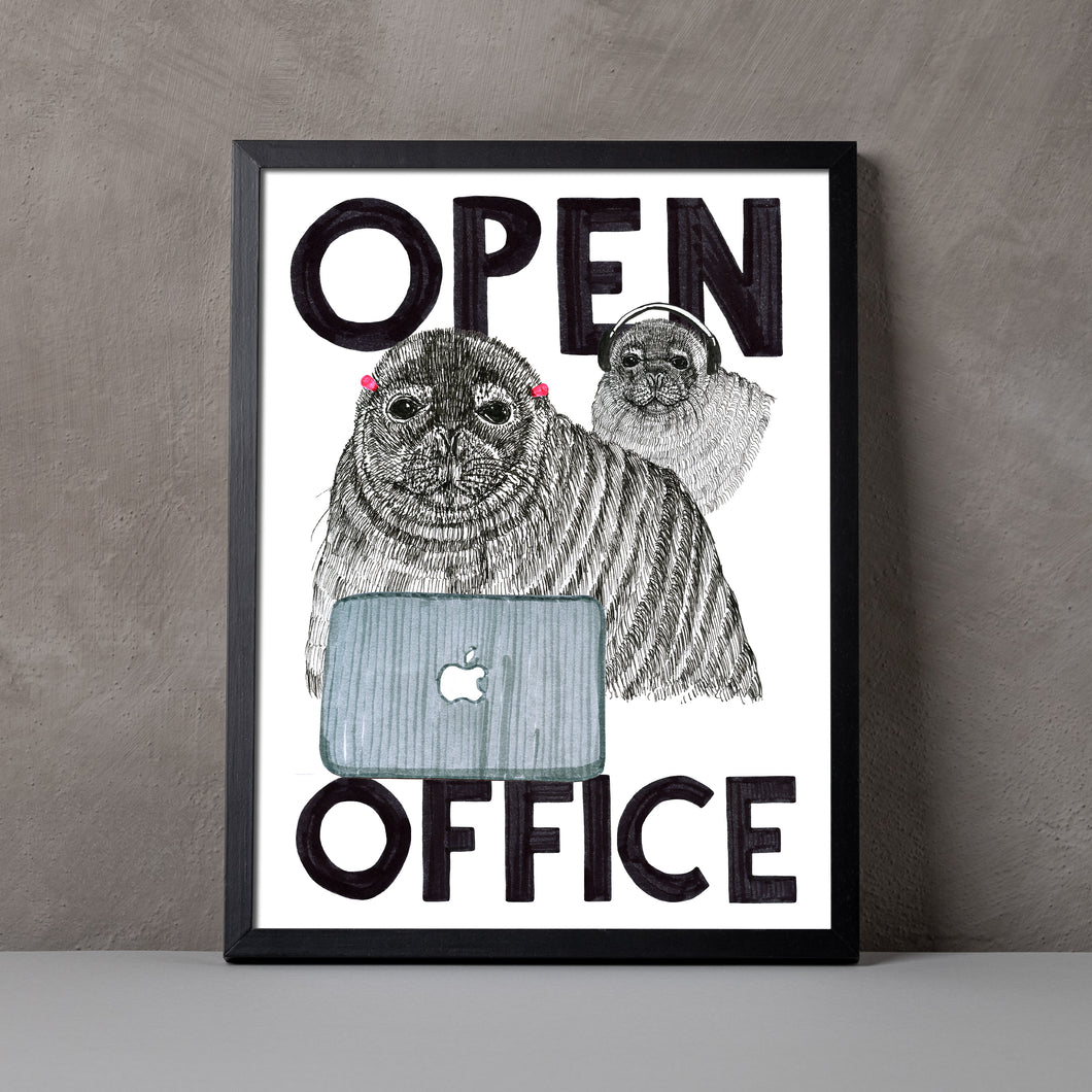 Open Office A5-A3 Fine Art Print SEAL Illustration