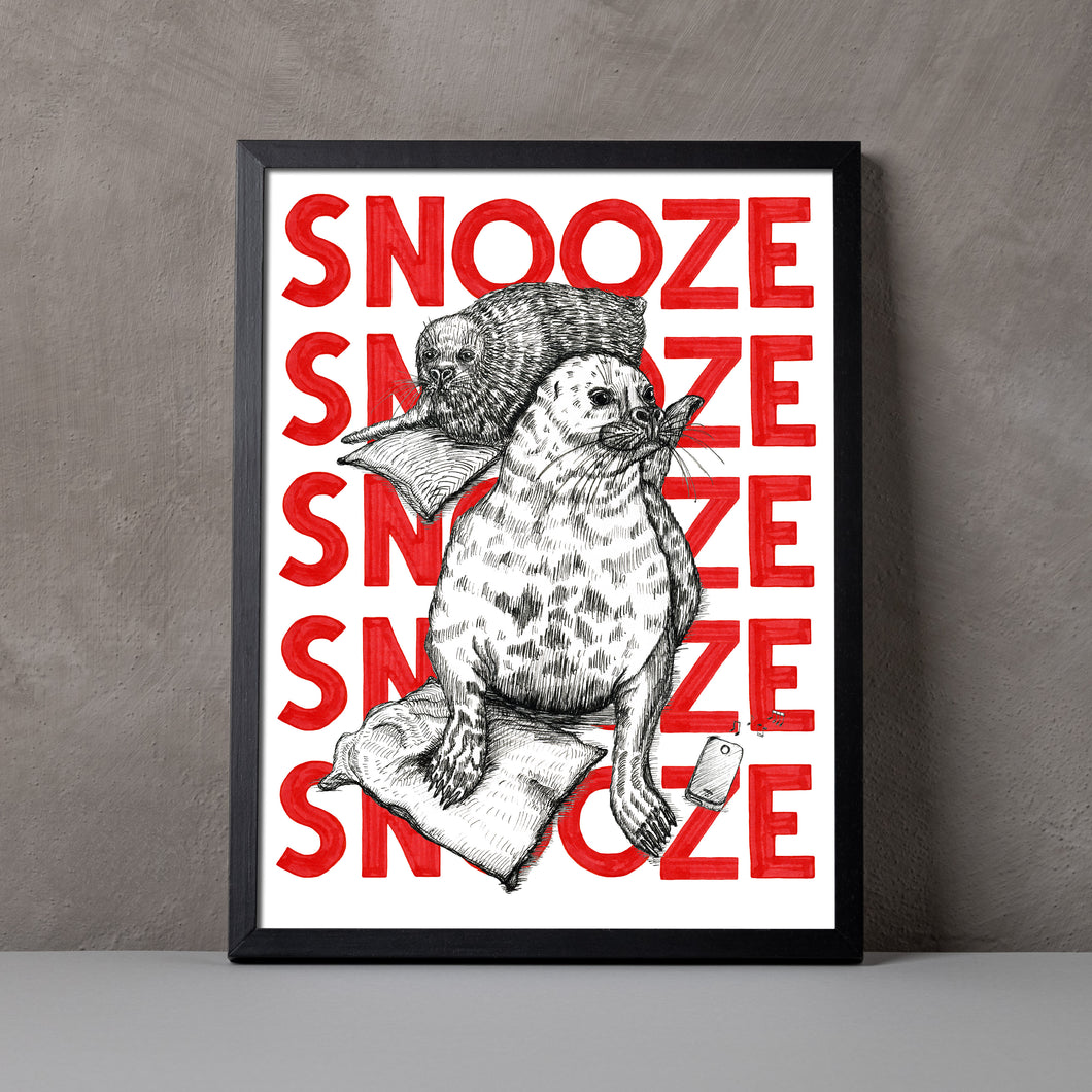 Snooze A5-A2 Digital Fine Art Print SEAL Illustration