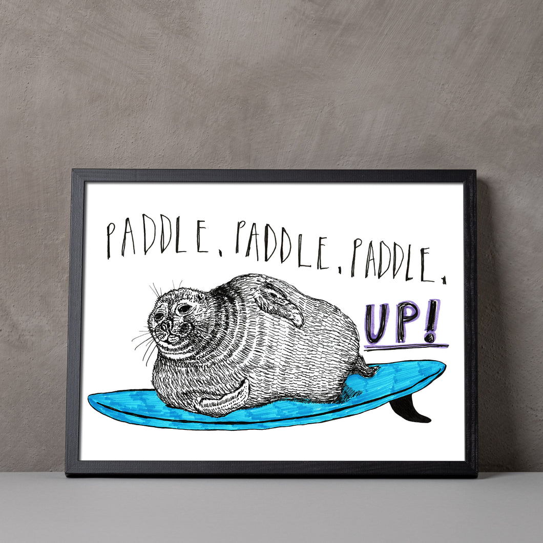 Paddle, paddle, up! A5-A2 Digital Fine Art Print SEAL Illustration