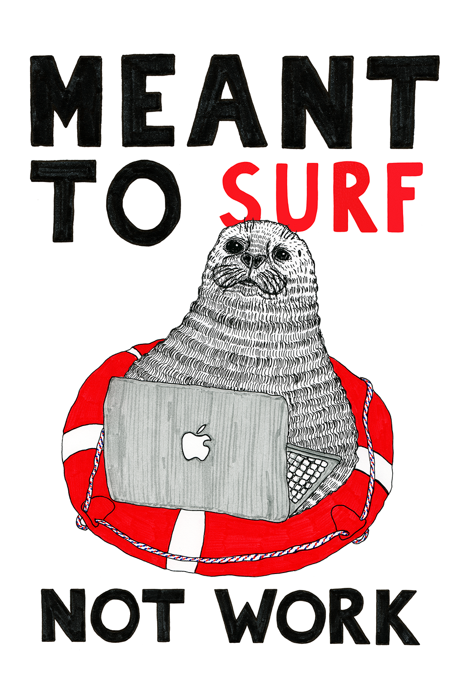 Meant to Surf not Work 10x15 cm Fine Art Card